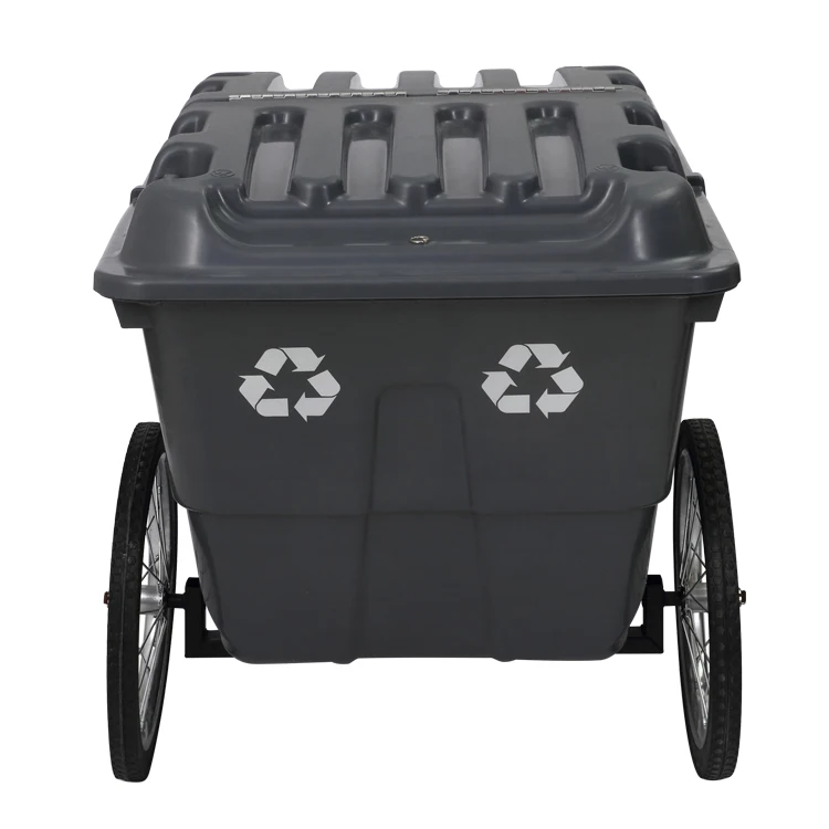 2-wheeled 100 Liter Container Trash Can Plastic Dustbin Garbage Mobile Bin Outdoor Storage Bucket