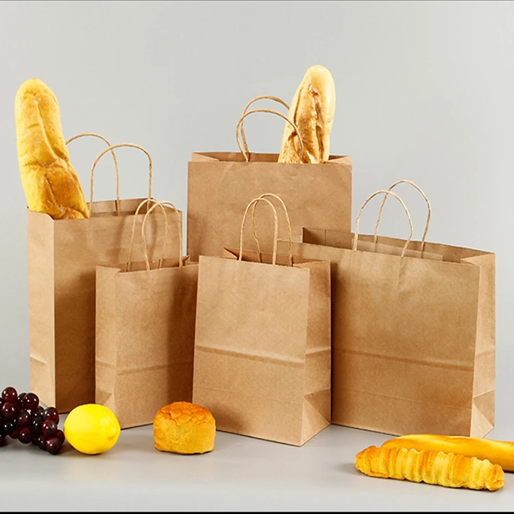 Wholesale White Brown Kraft Shopping Paper Bag with Paper Handles