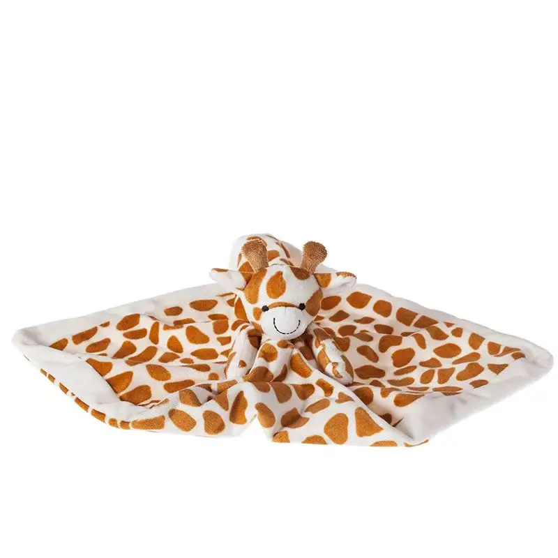 New designs Custom Baby Comforter  Security Blanket Soft Animal Blanket Toy Teether Lovely Stuffed Giraffe Baby Security Blanket