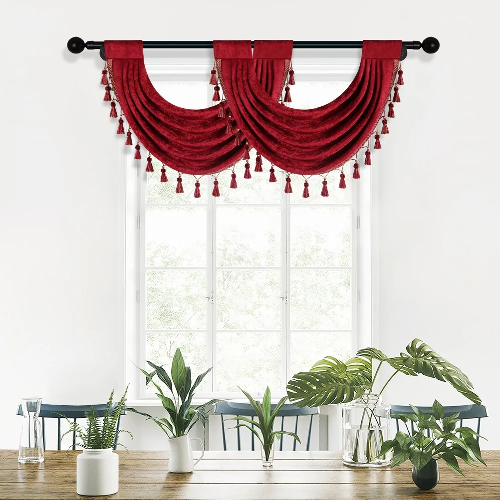 New Design Modern Chenille Curtain Valances for Bedroom Luxury China Wholesale House Decor Ascot Cortina Tier for Living Room