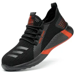 Промышленная защитная обувь для работы, повседневные кроссовки, мужская защитная обувь, противоскользящая Мужская Рабочая обувь с вязаным стальным носком