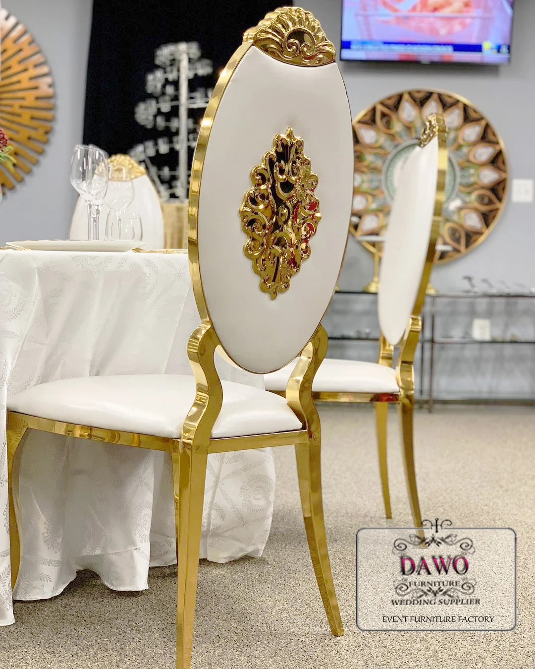 Роскошный свадебный стул с высокой спинкой из нержавеющей стали, металлический Банкетный стул для отеля