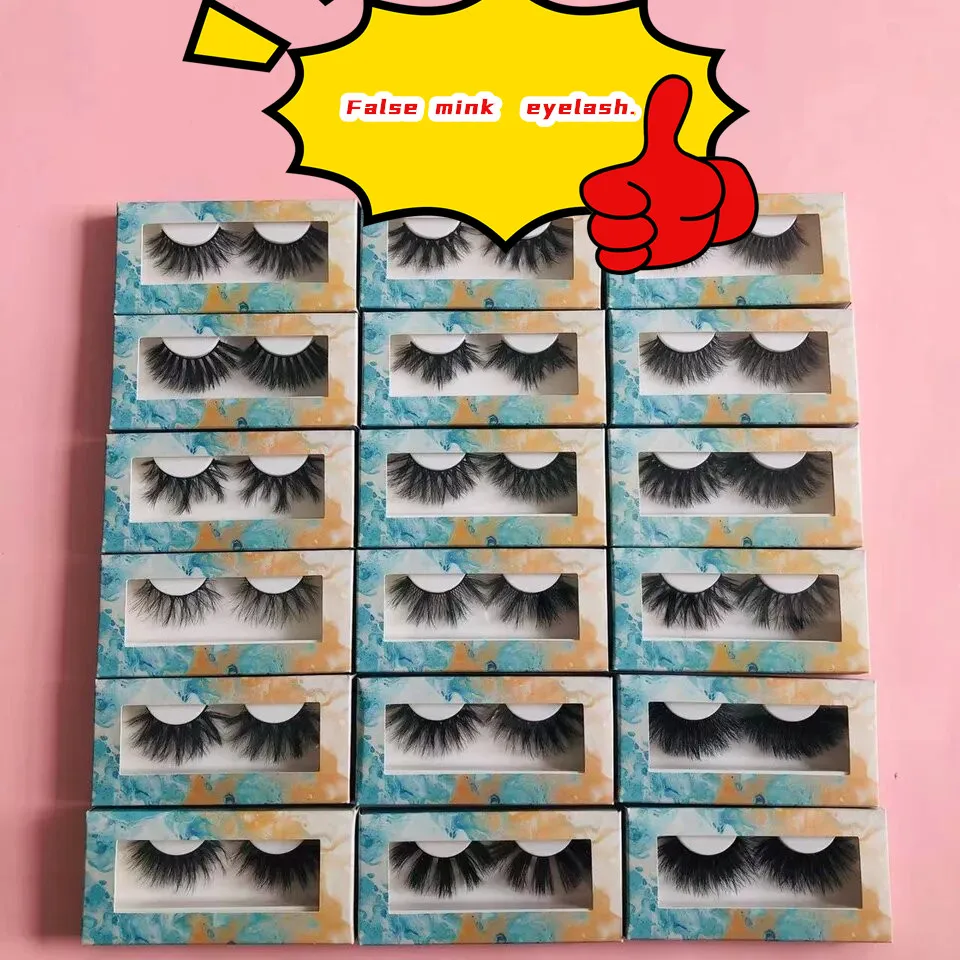 2022 Hongjun Luxury  3D 6D Full Strip 25mm Fluffy Mink Lashes Reusable Mink False Eyelashes With Lashes Boxes
