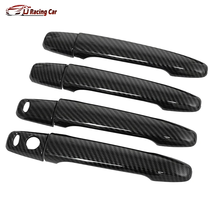 1 Hole And 2 Smart Carbon Fiber  Car Decoration Door Handle Protection StickersCover Tirm  For Mitsubishi Lancer 2009-2016
