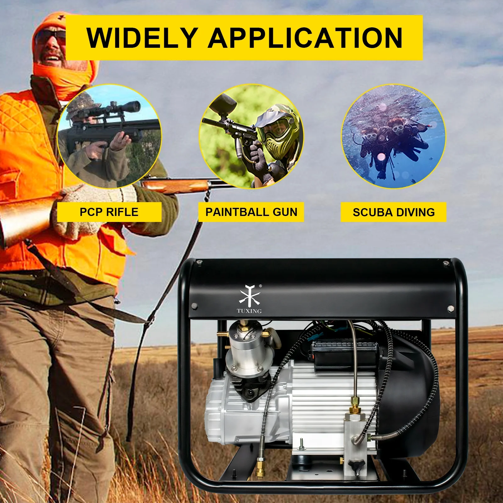 TUXING Auto Stop 4500psi 300bar 30mpa High Pressure Electric Air Compressor Pump for Scuba