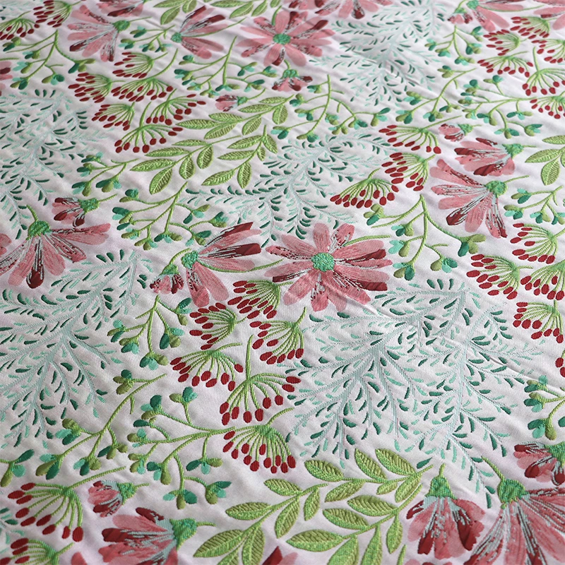 New Textiles Color Custom Flower 148cm Garment Yarn-Dyed Flowers Jacquard Fabric for Clothing
