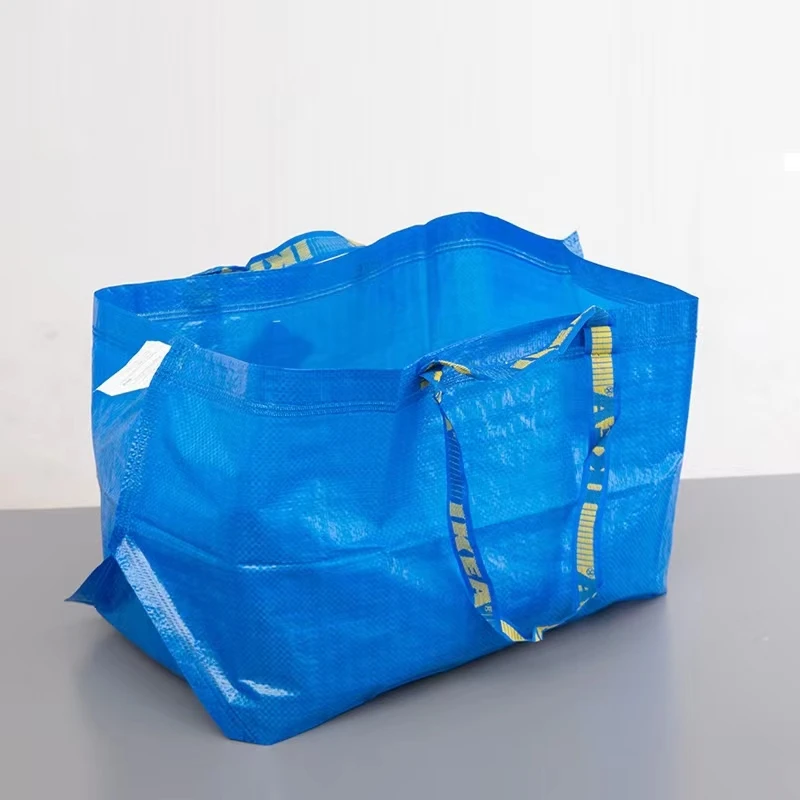 Eco Packaging Bags Carry Bag PP Woven Shopping Plastic -friendly Heavy Duty Blue Shinny 14L 36L 71L Supermarket Bag Recyclable