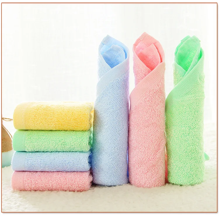 Factory Hot Sale Soft Bamboo Fiber Baby Hand Face Towel Multi Color Bamboo Small Square Dish Cleaning Cloth Towels