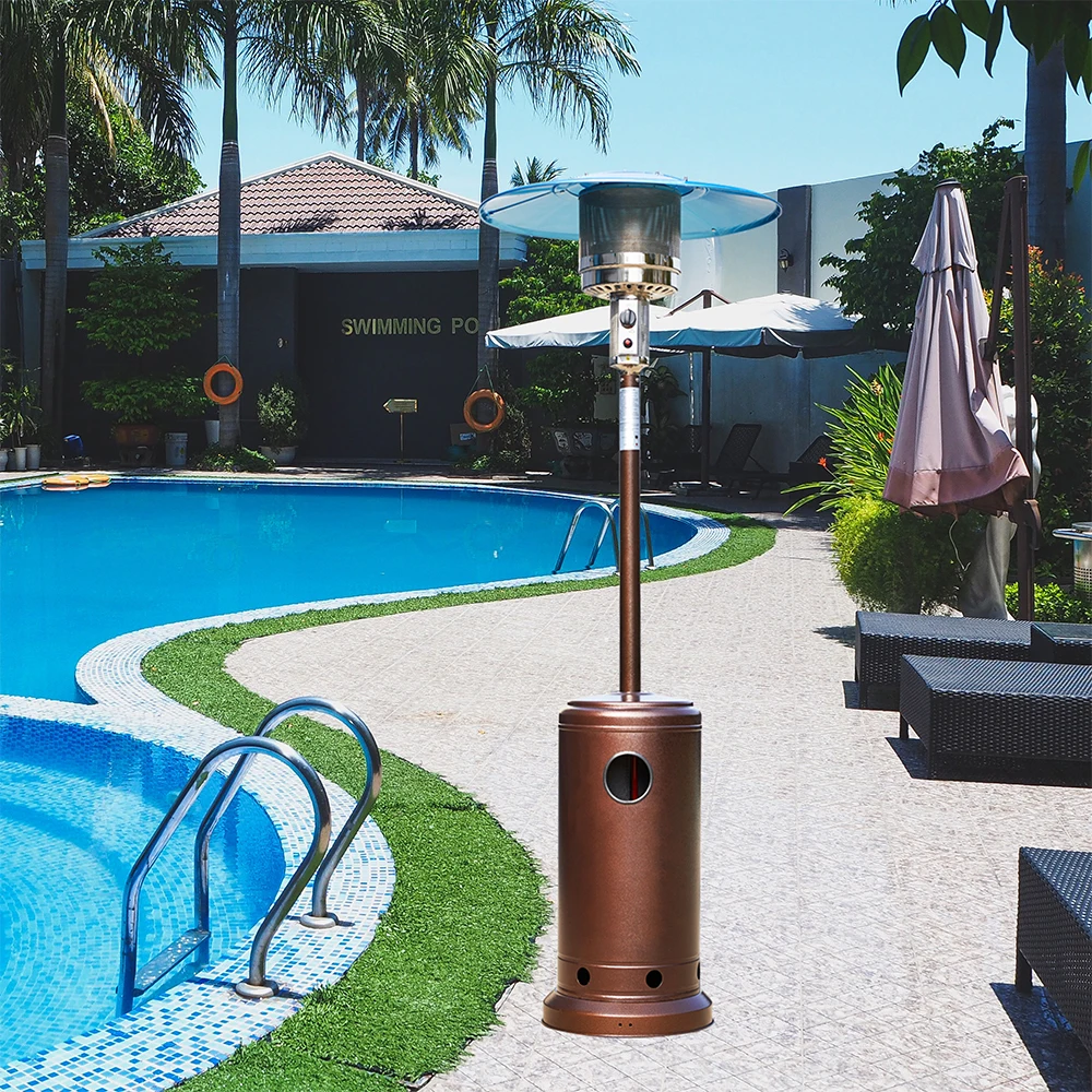 Backyard Outdoor Umbrella Patio Gas Heater Customizable Wheeled Flame Gas Heater For Commercial Use