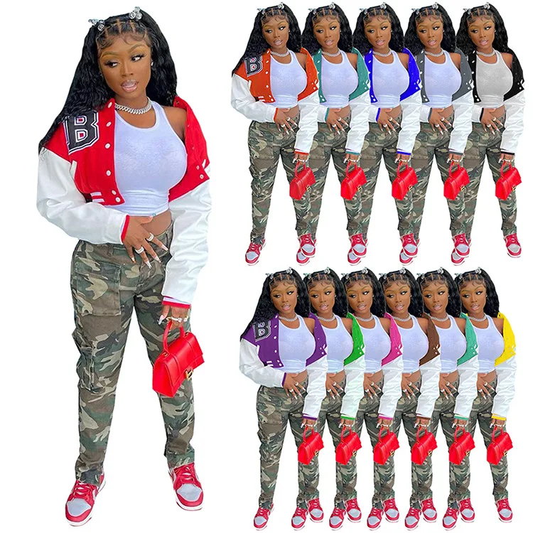 Embroidery Winter Fall 2024 Women Clothes Coat Crop Varsity Jackets Patchwork Letterman Baseball Women Jacket