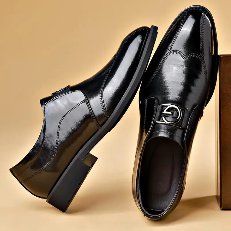 Мужская Повседневная Деловая обувь 2024 офисная с вышивкой мужская деловая кожаная логотипом под заказ