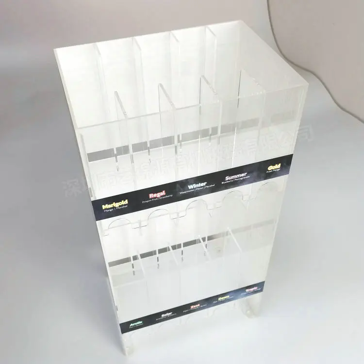 Custom Design Acrylic Counter Top Display Rack RGB Light Display Cabinet PMMA Desktop Display Showcase With Brand Stickers