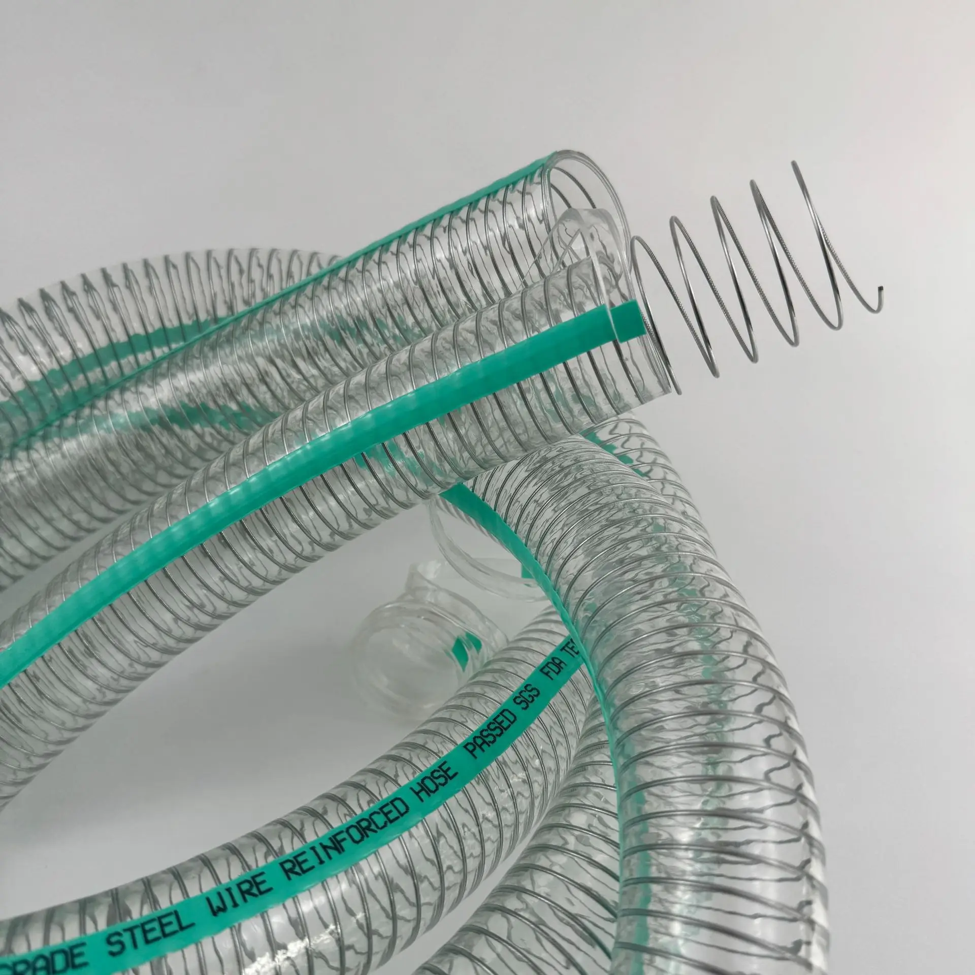 3/4 Food Grade PVC Steel Wire Reinforced Hose for Water Discharge PVC Spring Hose