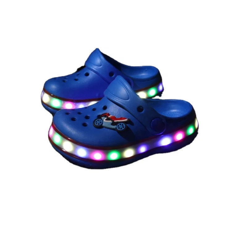 Оптовая продажа, светодиодная лампа, детская обувь для пещер, летняя садовая пляжная обувь с отверстиями, садовые сандалии, Тапочки, детская обувь для сада