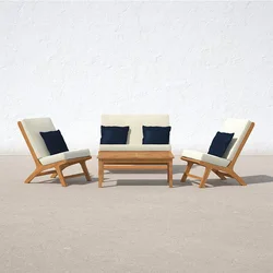 Modern outdoor wood furniture teak outdoor chaise lounge with coffee table