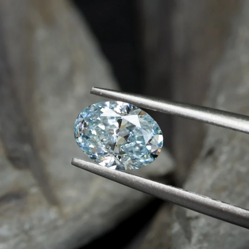 Oval Blue Diamond 1 carat 1.5 carat 5 carat Synthetic Color Loose Diamond VVS VS Fancy Intense Blue Lab Grown Blue Diamond