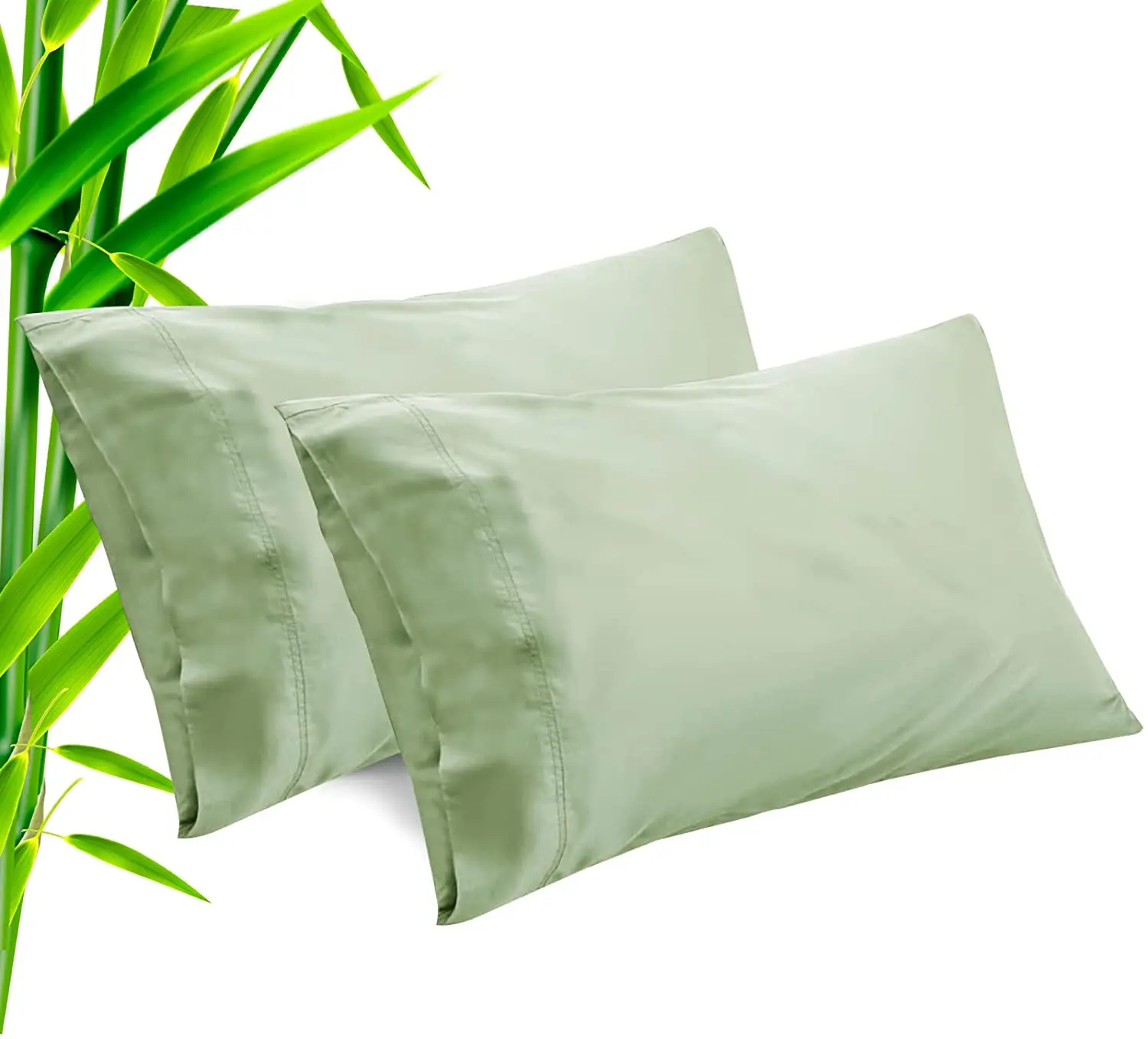 2 Pack Soft Moisture Wicking Organic Bamboo Viscose Cooling Pillowcases Breathable 100% Bamboo Pillow Case