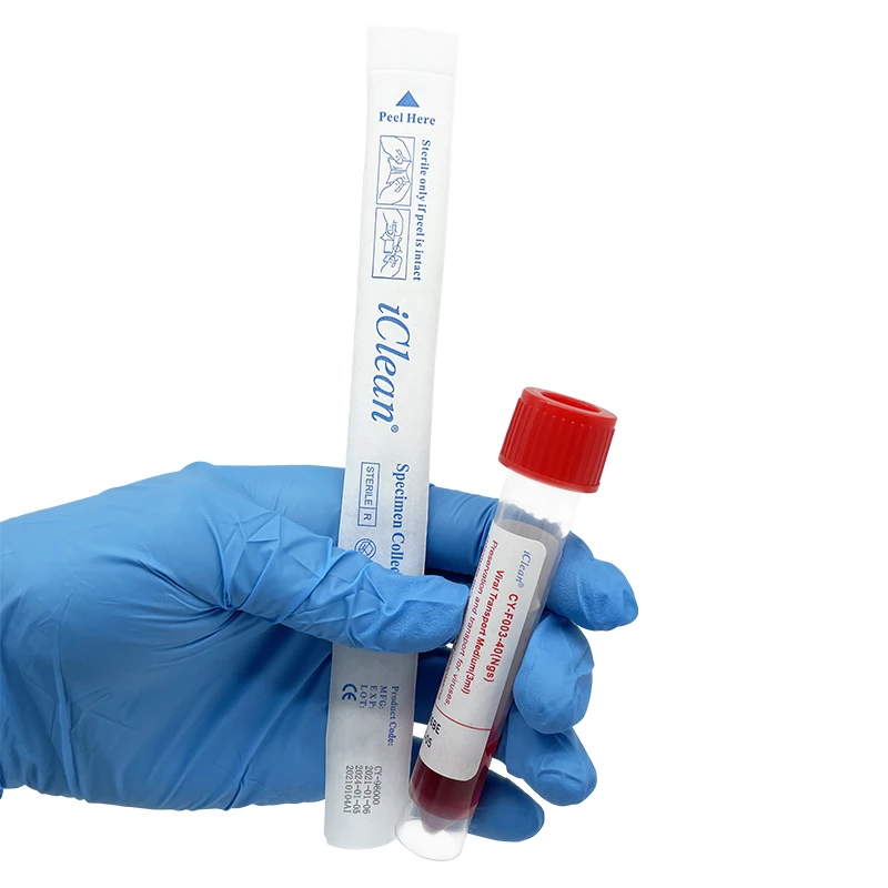 Medical Vtm Test Kit Swab Vtm Activated Sample Tubes Set Transport Medium Flocked Nylon Swab Stick