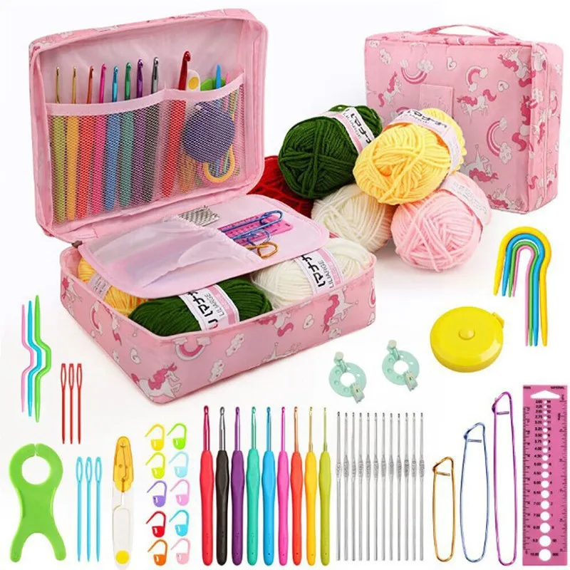 New Product Hot Sale 60 Piece Crochet Set Explosive Wool Suit Beginner Novice Braid Material Package Knitting Kit
