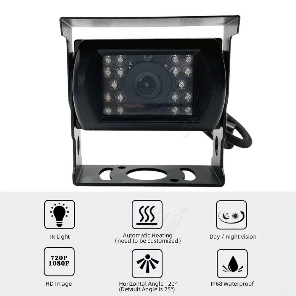 Customized IP68 Waterproof Car Backup Camera Night View Wide Voltage Functions Low Temperature Heating IP68 Waterproof Rating