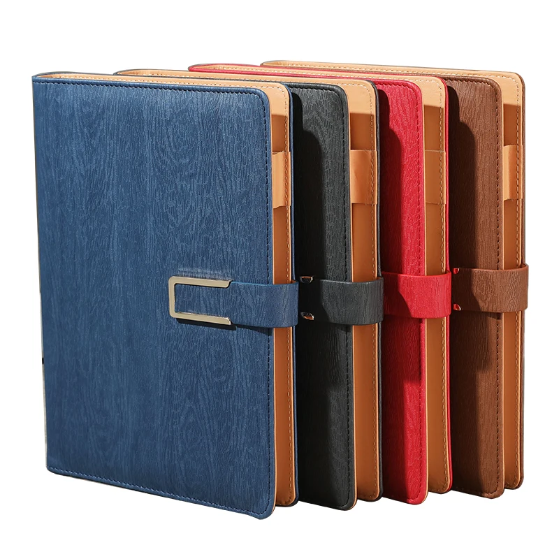Factory sells luxury PU leather cover loose leaf hole clip notebook A5 in many colors with magnetic buckle