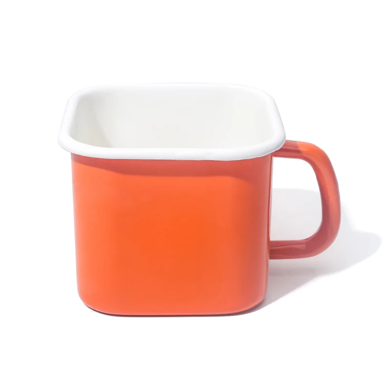 Square Storage Box Enamel Container Milk Pot With Silicone Lid