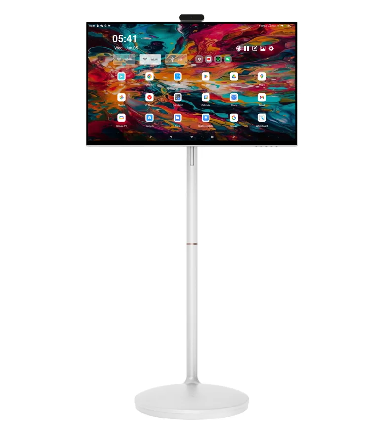 OEM Vertical Windows Living Room Wireless Moveable Monitor Floor Standing 1920*1080 HD Touch Screen Portable TV Timing Switch