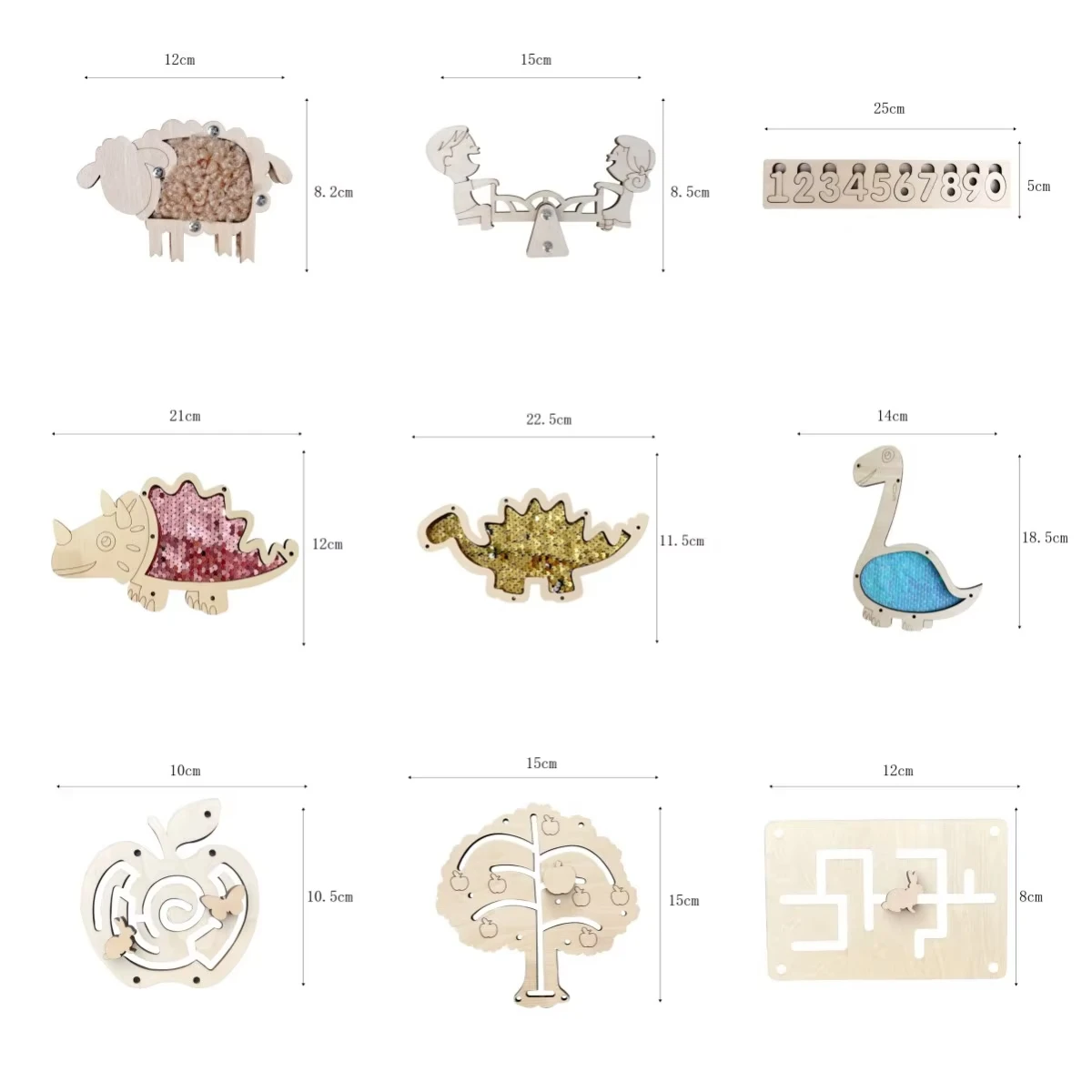 Various Design Busy Board Parts for Toddler, Wooden Montessori Activity Parts Busy Board Details, Sensory Busy Board Accessories