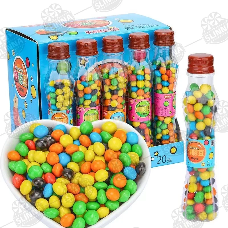 Wholesale Halal Ball Shape Compound Chocolate Beans Colorful Solid Powder Candy Bulk Packed Chocolate Chips