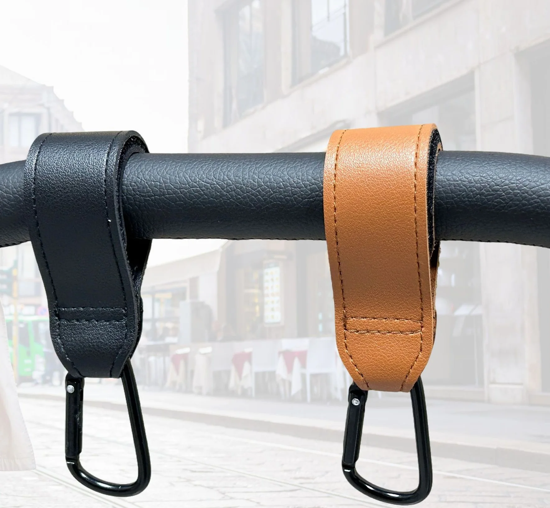 Baby Mommy Bag Stroller Hook Heavy Duty Leather Pram Accessories Pushchair Hook Buggy Clip Hanger Stroller Hook
