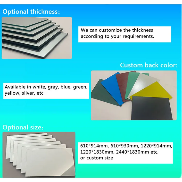 Safety Glass Sheet Front Surface Mirror Partner Glass Clear Float Aluminium 2 Mm-6 Mm Decorative Wall Mirror