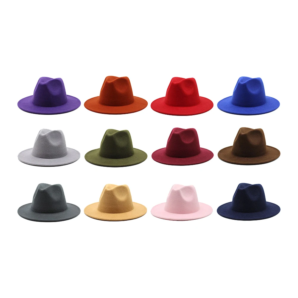 Wholesale Custom Black White Winter Wide Brim Wool Outdoor Elegant Western Style Fedora Hats Sombrero De Hombre