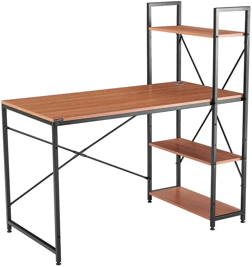 Metal Frame 4 Tiers Compact PC Workstation Writing Table Home Office Furniture Modern Luxury Design Computer Desk