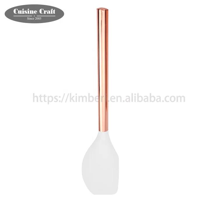Hot selling silicone kitchen accessories 5pcs white nylon kitchen cooking utensils set with coating copper handle