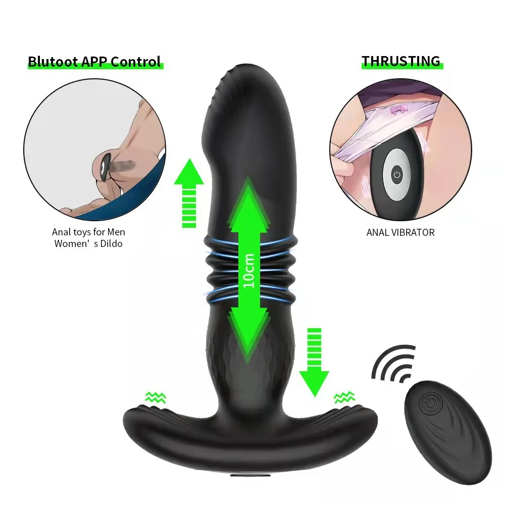 Wireless Remote Control Thrusting And Vibration Dildo 2in1 Prostate Massager Anal Butt Plug Vibrator for Woman and Man Pleasure