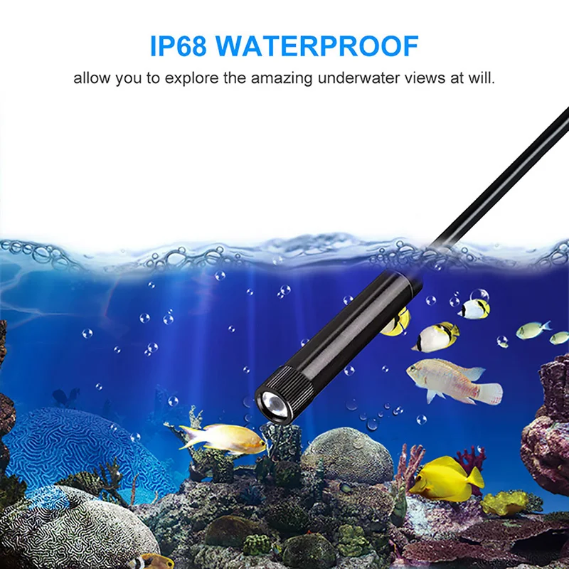 Upgrade 5.0MP HD WiFi Borescope Semi-Rigid Snake Inspection Camera with Auto Focus 6X Zoom for Android