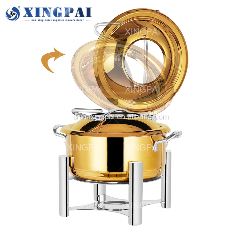 XINGPAI arabic restaurant hotel supplies chafing dish buffet set luxury gold chafing dish with stainless steel base