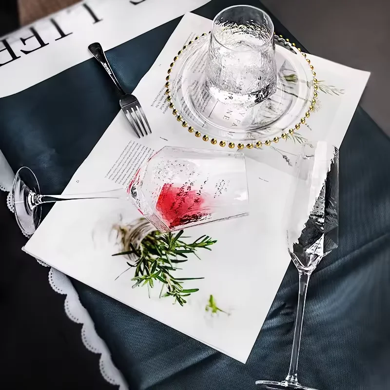 Wholesale Nordic Hammer Gold Rim Water Glass Set Goblet Custom Crystal Champagne Red Wine Glasses Goblets for Wedding Hotel