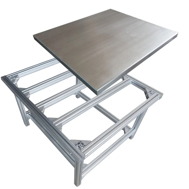 Aluminum frame work platform table stainless steel surface assembly type custom sheet metal fabrication