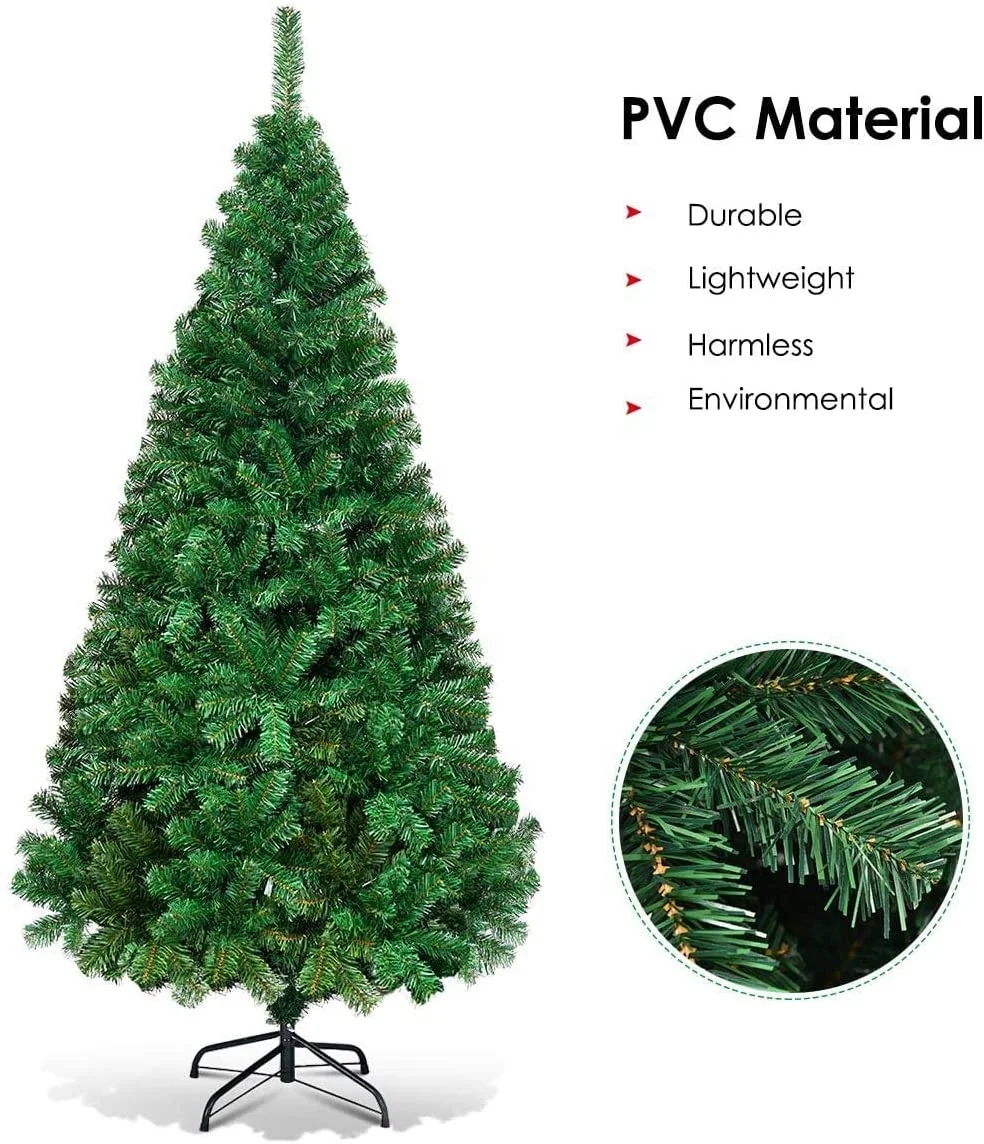 6FT Artificial Christmas Tree Xmas Pine Tree with Solid Metal Legs Perfect for Indoor and Outdoor Holiday Decoration