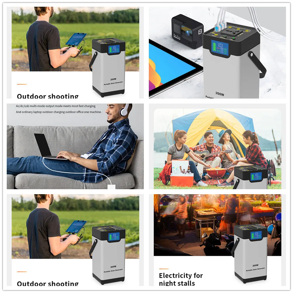 200Wh USB Type-C DC AC 200W Lithium Battery Bank 54000mAh Portable Power Station for portable power pack