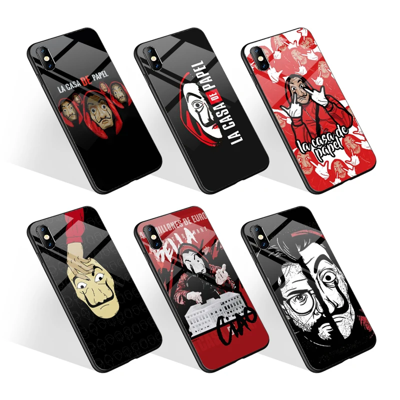 2020 UV Print Tempered Glass Phone Case for Samsung S20 S10 La Casa De Papel Cover for iPhone 12 Pro Max 11 Case