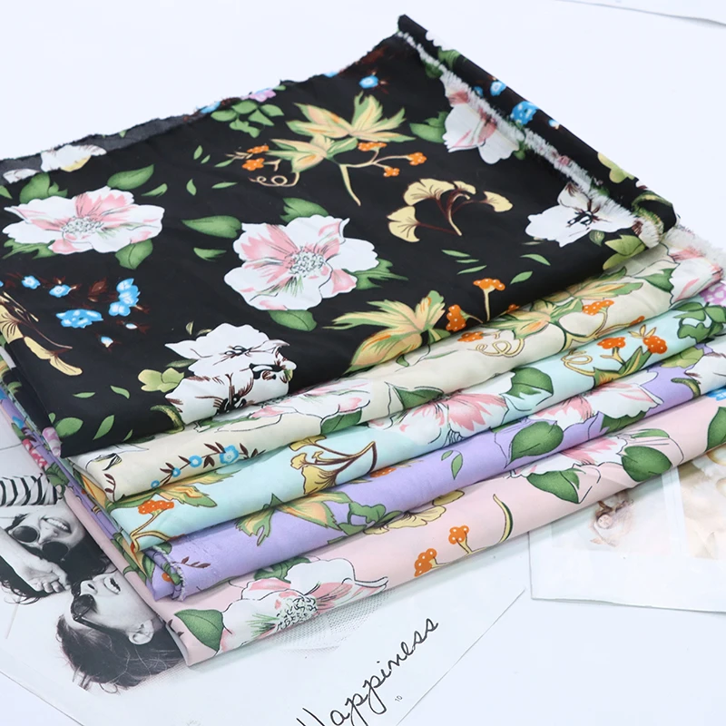 New ginkgo printed shirt fabric wholesale beach pants fabric large flower pattern clothing fabric