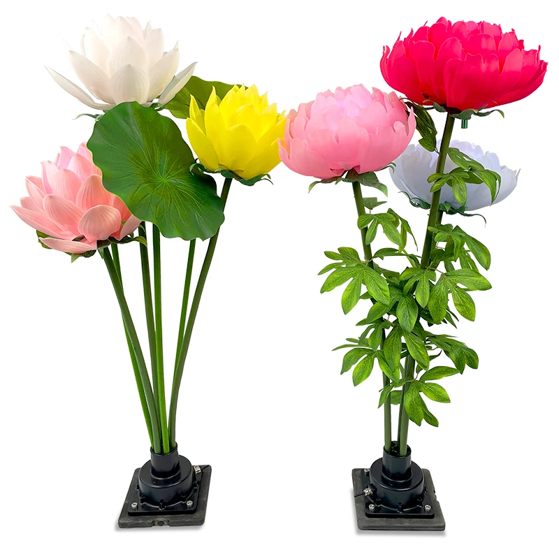 Hot Sales Park Decoration Peony Flowers Artificial Flowers Stand Light LED Flowers