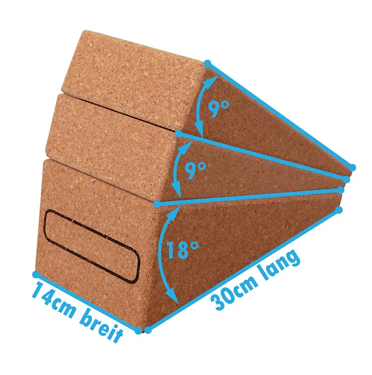 NEH 2in1 Set of 3 Cork Knee Wedge Calf Extender and Foot Stretcher for Feet, Legs and Calves Footrest Yoga Wedge Block