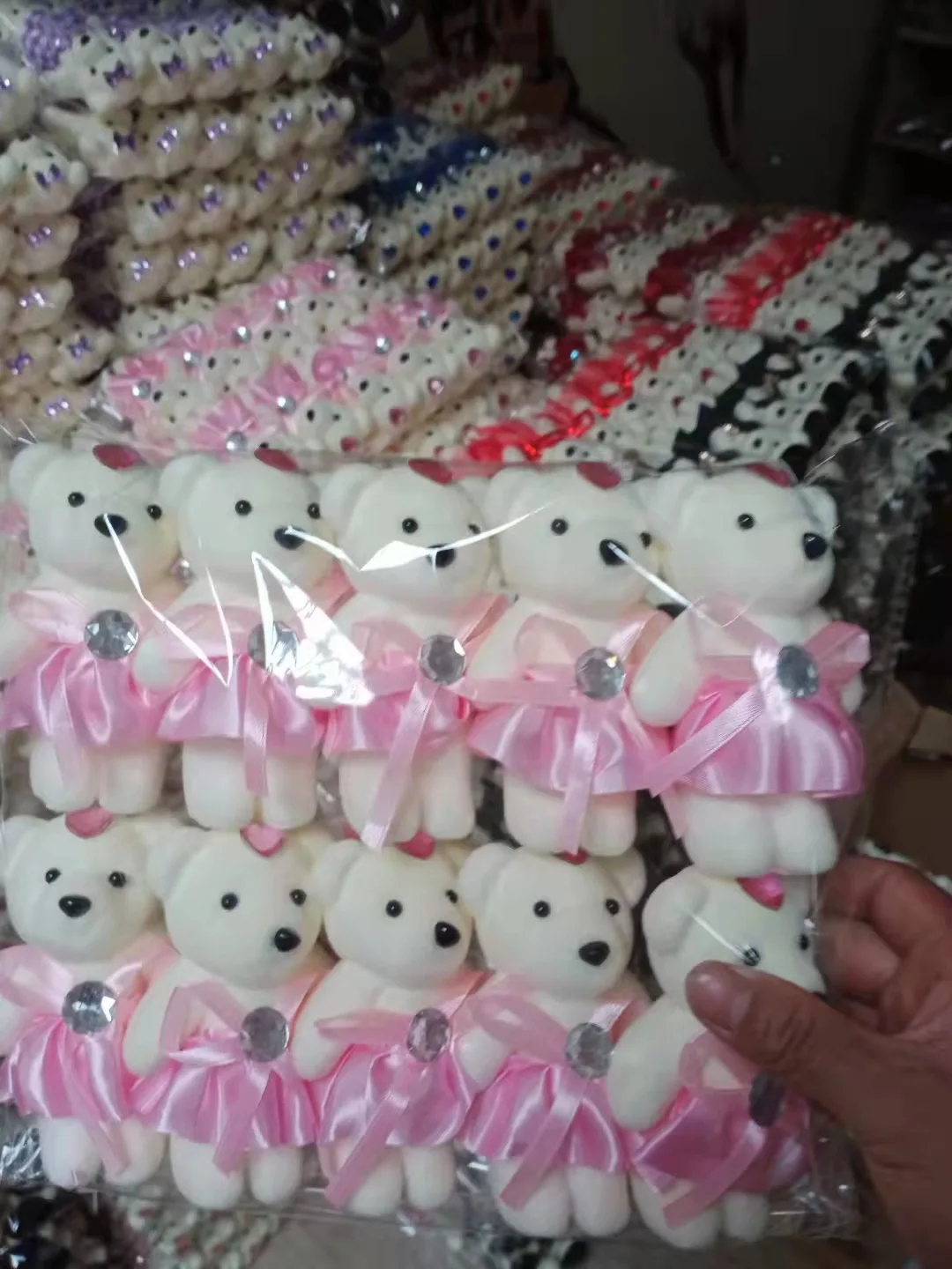 Factory Direct Selling Short Plush Flocking Cartoon Foam Diamond Bear Ice Cream Bear Children Plush Toy Bear