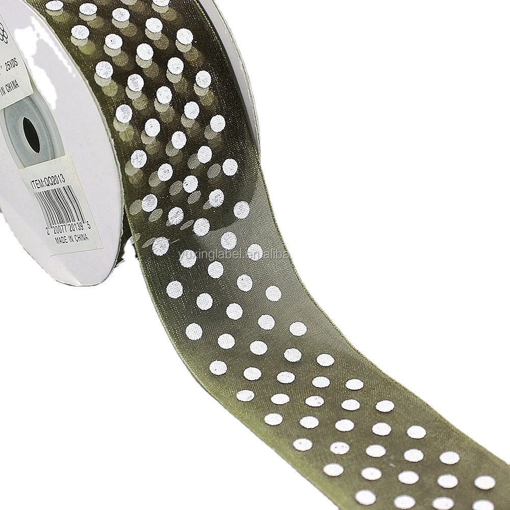 Прозрачные ленты из органзы в белый горошек