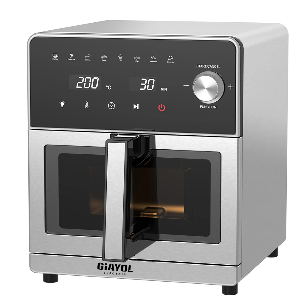 2024  8L 10L Stainless Steel Housing Digital visible Air Fryer with Non-stick Cooking pan two heating Air fryer toaster oven