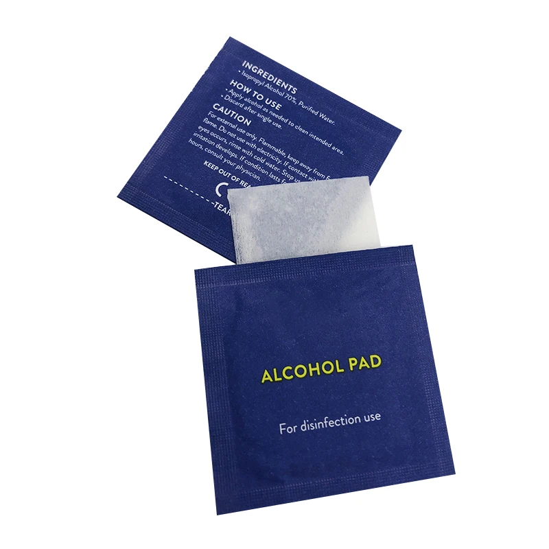 Custom Logo Disposable 70% Isopropyl Alcohol Prep Pads for Clean Skin 100PCS per Box