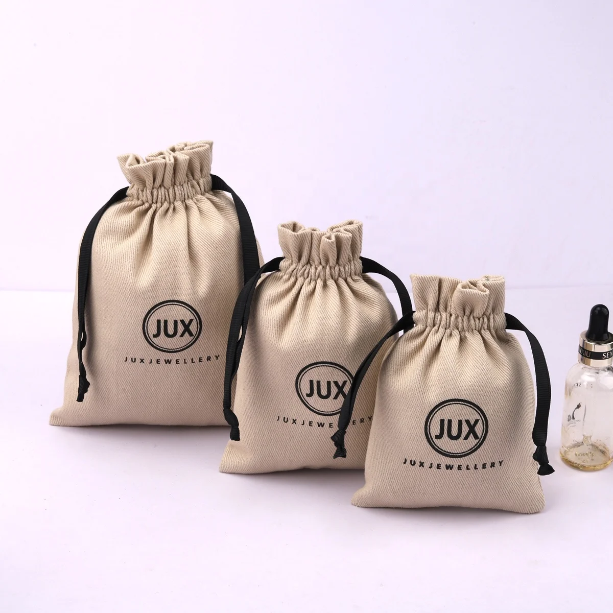 Custom Printed 100% Cotton Muslin Pouch For Gift